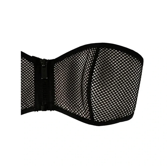 Triangl Black Mesh Neoprene Strapless Zipper Bikini Top Size Medium - Picture 5 of 10